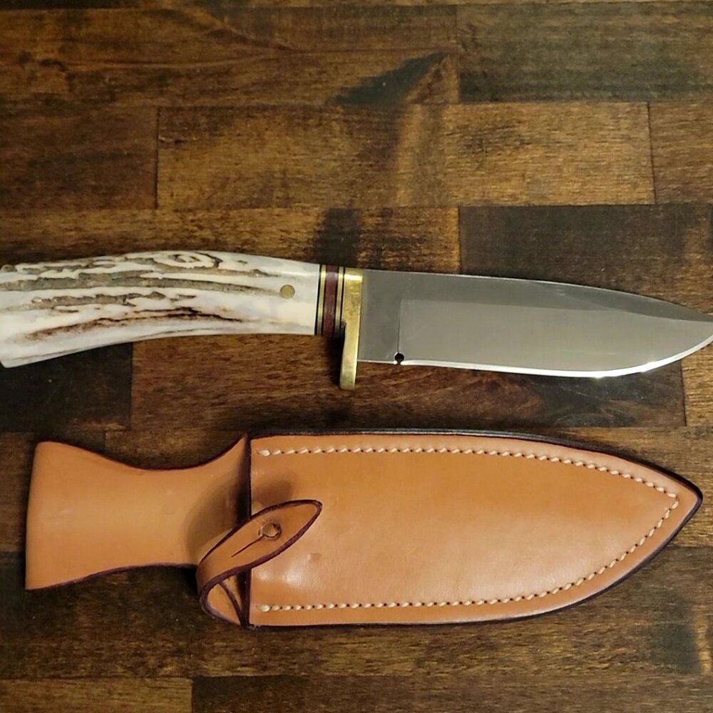 Colorado Cutlery Antler Handle Knife with Handmade Sheath by Slickbald